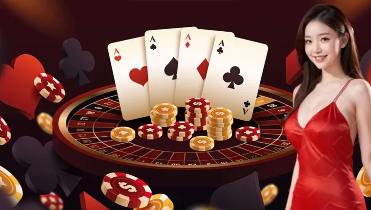 Image of a live casino dealer with cards and chips, highlighting 55bmw live casino games